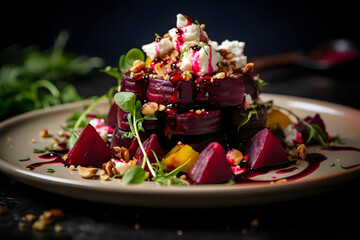 Roasted Beet Salad, Vibrant beets served in a refreshing salad