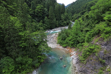 秋田県白神山地を、流れる清流、藤琴川