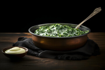 Creamed Spinach, Tender spinach cooked in a creamy, savory sauce