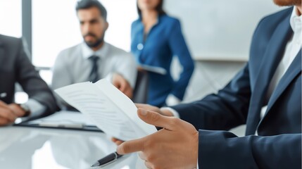 Hands of Job Seeker Clutching Resume, Soft Focus on Office Background - Candidate Screening, Professional Opportunities, Employment Criteria - Recruitment Agencies, HR Departments.