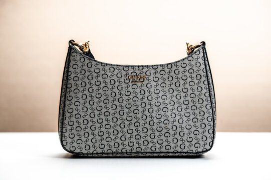 USA, New York, 24 March 2024: Guess Lady bag. Guess is an American retail company and eponymous brand of men and women clothing and accessories.