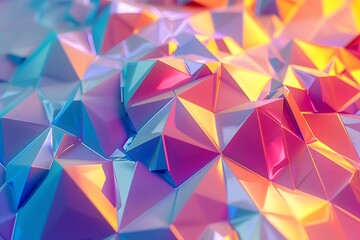 Abstract digital geometric pattern, colorful polygonal background, 3d render illustration .