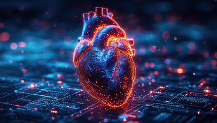 Genetic Engineering Concept. Human Heart with DNA Data on Background extreme closeup. Generative AI - obrazy, fototapety, plakaty