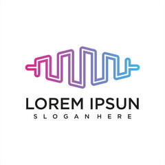 music player element. logo template electronic music, equalizer, store, DJ music, nightclub, disco. audio wave logo concept, multimedia technology themed, abstract shape