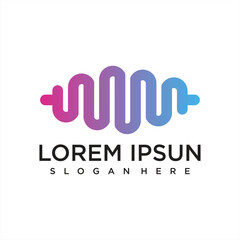 music player element. logo template electronic music, equalizer, store, DJ music, nightclub, disco. audio wave logo concept, multimedia technology themed, abstract shape