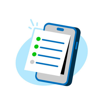 to do list on smartphone, reminder notes mobile app concept illustration flat design. simple modern graphic element for landing page ui, infographic, icon