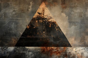 Contemporary Metallurgy: Atmospheric Etchings Of Organic Landscapes. a triangle with a rusty area on top, showcasing artistic darkness and expe