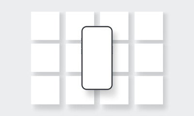 Smartphone With Blank Screen Mockup, Template For Square Social Media Posts. Vector Illustration