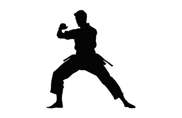 Fototapeta na wymiar Karate Man Silhouette Vector art, Karate Fighter Silhouette black Clipart