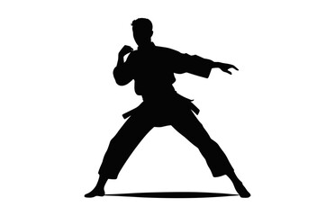Fototapeta na wymiar Karate Man Silhouette Vector art, Karate Fighter Silhouette black Clipart