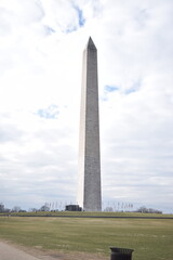 Iconic Washington Monument against a cloudy sky