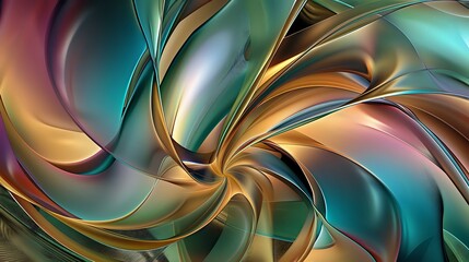 Golden Fluid Symphony: Contemporary Elegance in Abstract Digital Fusion
