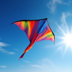a kite flies in the sky. summer activity.