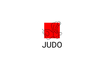 Judo sport vector line icon. sportman, fighting stance. sport pictogram illustration.