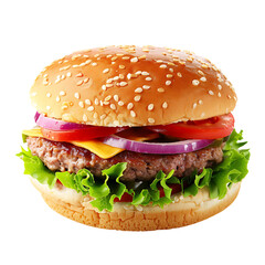 Hamburger on isolated transparent background