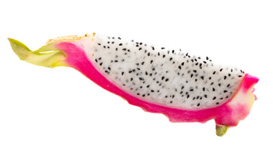 Dragon fruit in a section isolated on a white background