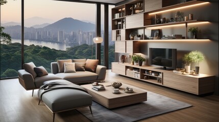 Elegant wooden houses and furniture