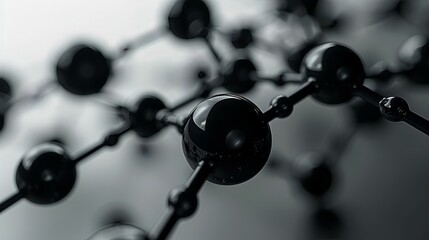 A detailed 3D rendering of a molecular structure with a focus on its complex interconnectivity, highlighted by shimmering lights and a dark backdrop