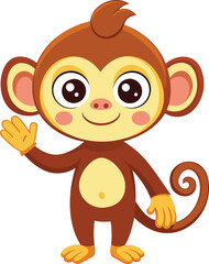 Cute monkey waving vector 