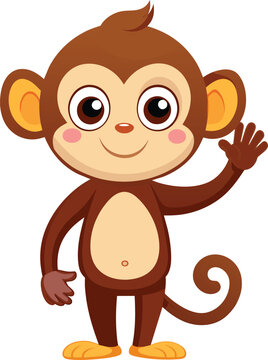 Cute monkey waving vector