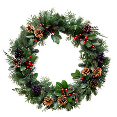 Christmas wreath on isolated transparent background