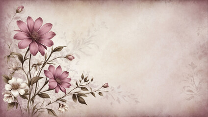 Vintage-inspired shabby chic background in muted mauve tones with delicate abstract floral elements, offering a touch of elegance and charm to your designs. - obrazy, fototapety, plakaty