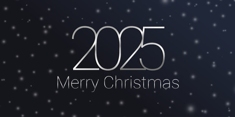 Happy New Year 2025 square template with silver number style on dark blue background. - 790584526