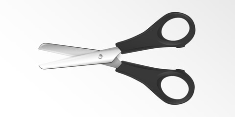 Purple scissors for school, office or workshop 3D icon. Tool for creative work or hobby 3D vector illustration on white - 790584789
