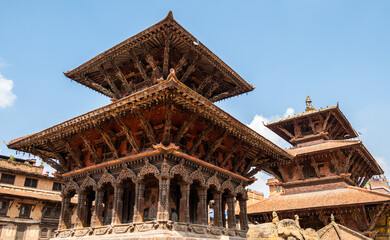 An ancient temple in Patan Durbar Square a former royal palace complex located in Kathmandu, Nepal.