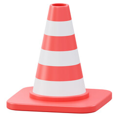 Red and white traffic cone isolated