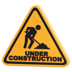 Bright Under Construction Signage 3d png