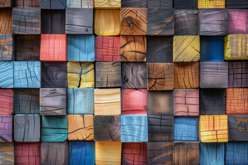 Colorful wooden cubes pattern for background