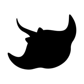 recommend clip art: Black silhouette of stingray isolated on white background, sea life, design element, vector