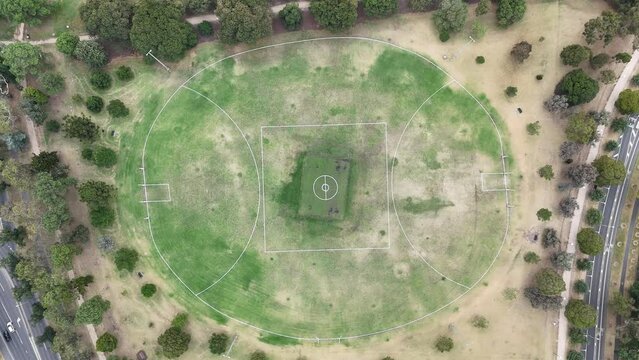 An Australian football field from above