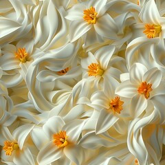 A cascade of 3D daffodils, symbolizing rebirth in a seamless flow. Seamless Pattern, Fabric Pattern, Tumbler Wrap, Mug Wrap.