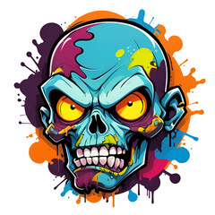 Graffiti abstract zombie logo modern art for t-shirt