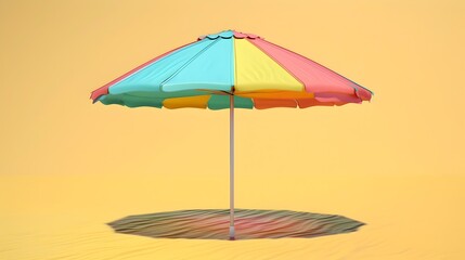 Vibrant 3D Rendered Beach Umbrella Ideal for Summer-Themed Designs and Backdrops
