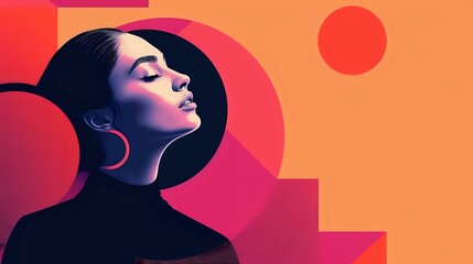 Contemporary Elegance: Stylized Profile of a Female Figure in Vibrant Style