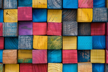 Colorful wooden cubes pattern for background