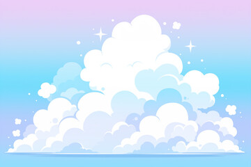 Fototapeta premium コミックアート風ふわふわの白い雲のポップな背景