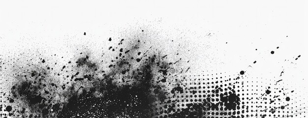abstract picture of black splashed brush colour and dot on light white background