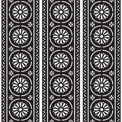 Vector damask seamless retro pattern background round curve cross frame, chain line flower. Elegant luxury black and white tone design for wallpapers, backdrops and page fill.
