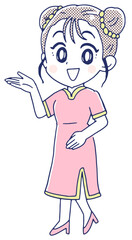 チャイナドレスを着た女性