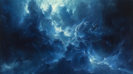 Dramatic blue cloud formation depicting a powerful atmospheric scene - obrazy, fototapety, plakaty