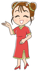 チャイナドレスを着た女性