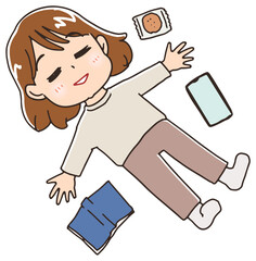 ぐうたら休む女性