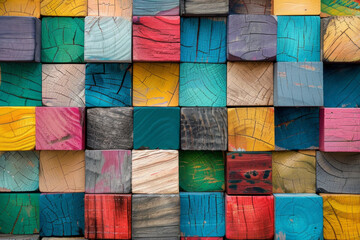 Colorful wooden cubes pattern for background