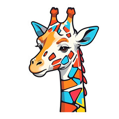 Graffiti abstract giraffe logo, cartoon for kids