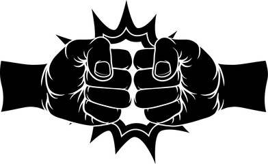 Two fists clenched performing a fist bump punch illustration
