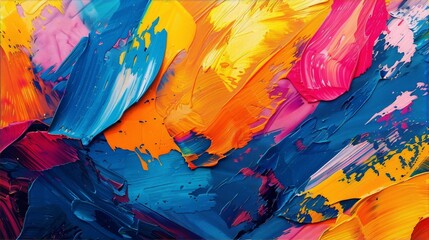 Oil painting with bright contrasting colors conveys a sense of energy and movement,evoking emotions of excitement and dynamism, interior spaces,abstract expressionism.